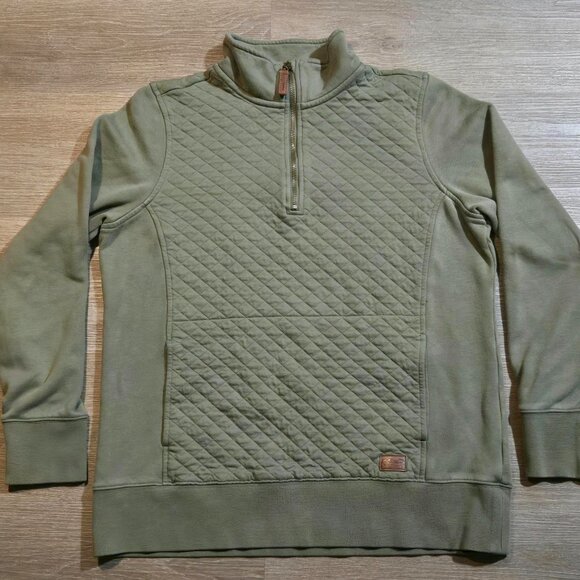 L.L. Bean Tops - LL Bean Sweater Womens Size Medium Green Quilted 1/4 Zip Quarter Zip Sweatshirt